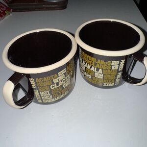 Parks Project National Parks Iconic Enamel Mug Set of 2 Brown Park Names 12 oz